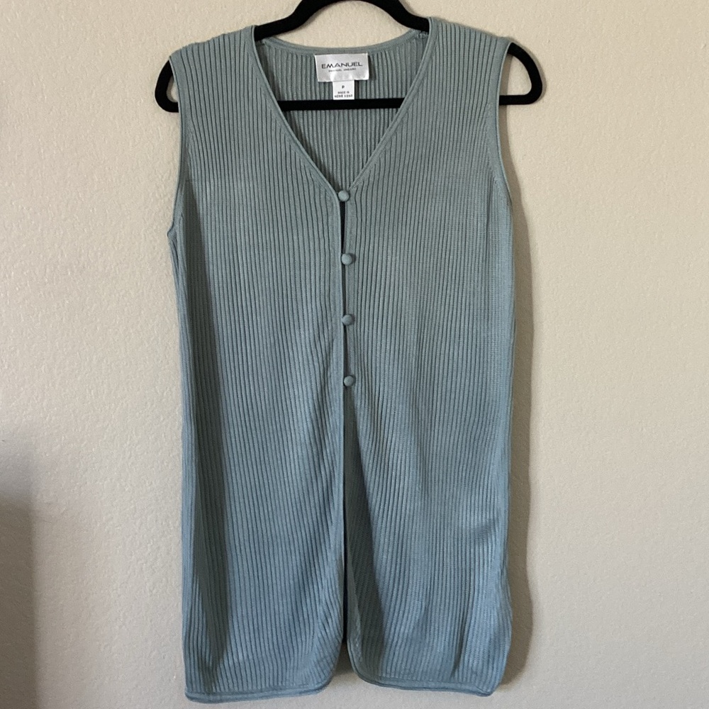 Emanuel Ungaro Women's Light Blue Button V-Neck Vest Cardigan